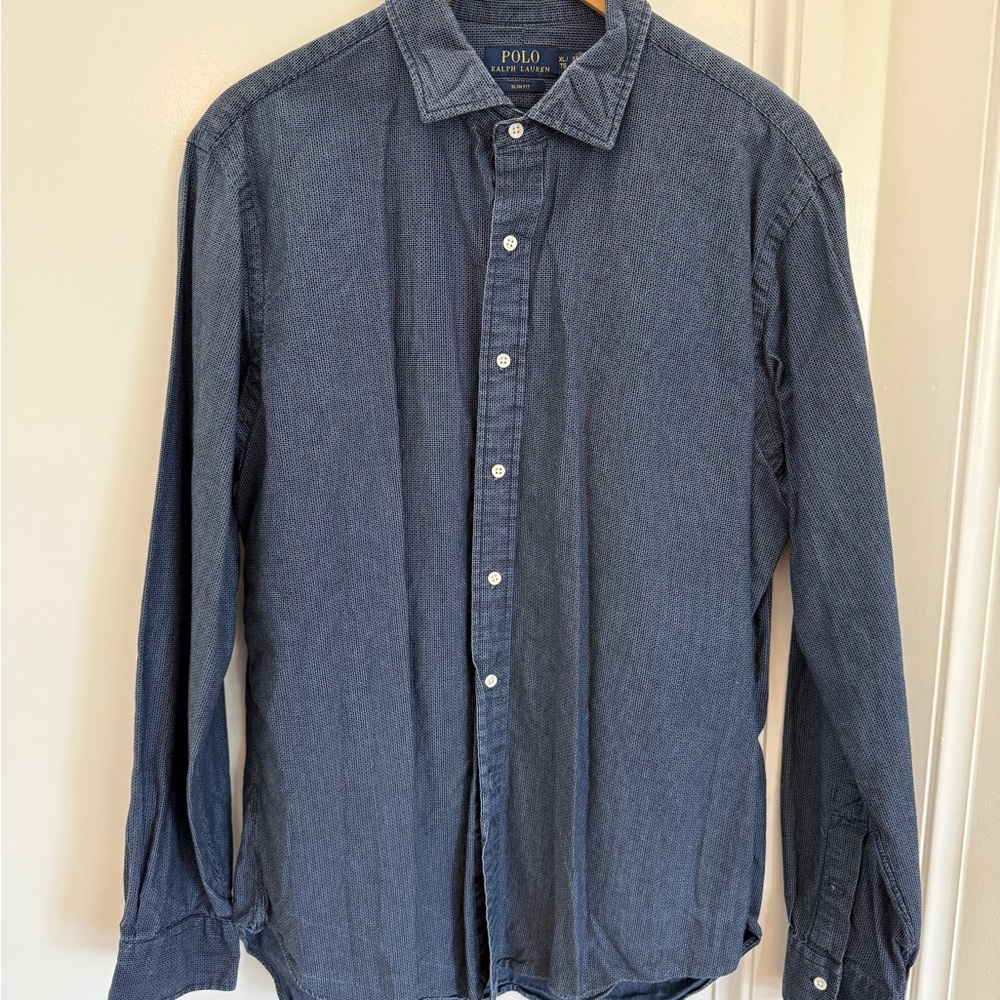 Ralph Lauren Blue Casual Button Down Shirt Relaxed Fit
